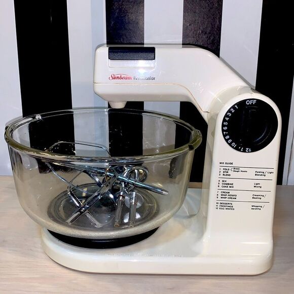 Other - Vintage 70s Sunbeam Mixmaster Electric Mixer 2 Glass Bowls/Beater / Dough Hook
